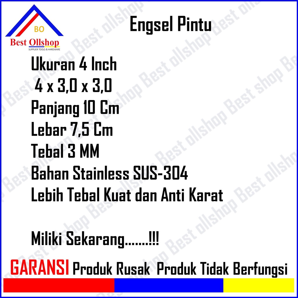 Engsel 5 inch 4 Inch 3 Inch / Engsel Lubang 5 4 3 Engsel Daun Pintu Besar Pintu Kupu Tarung / Engsel Pintu Jendela Tebal Stainless Steel SUS 304 4 Inch