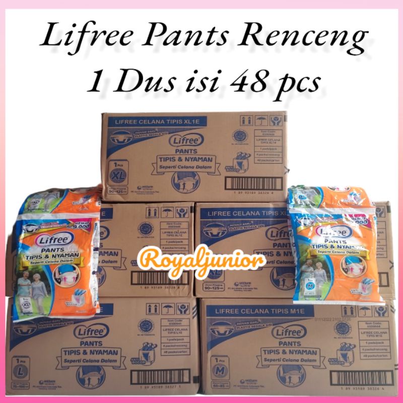 KARTON LIFREE POPOK CELANA DEWASA RENCENGAN 1 KARTON/DUS isi 48 pcs Ukuran M L XL XXL