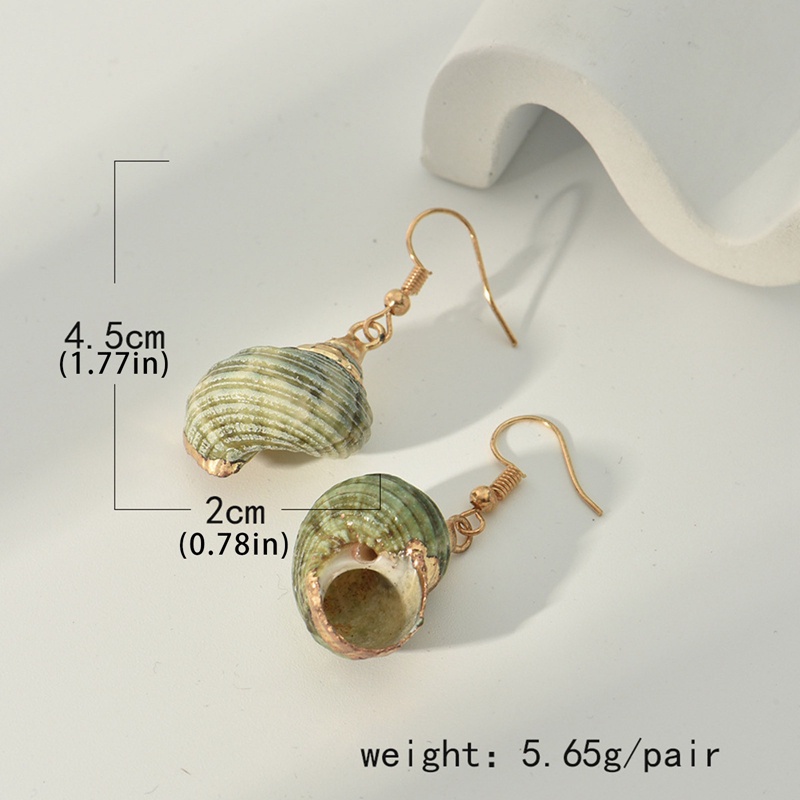 Fancyqube Anting Shell Keong Kepribadian Gaya Pantai Dua Warna Anting Shell Keong Wanita Anting Fashion Korea Untuk Wanita