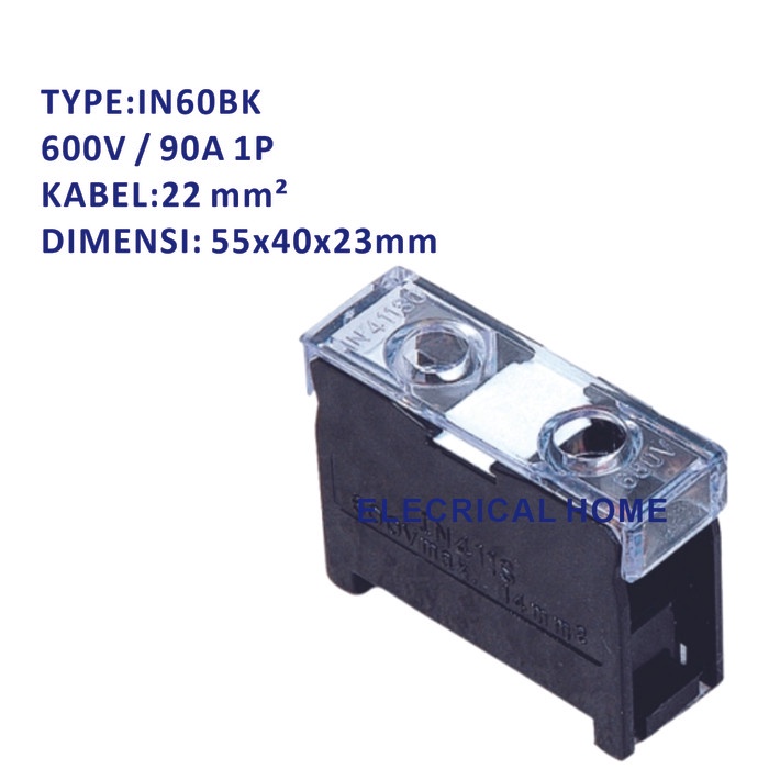 Terminal Block Din Rail IN-60BK 1P 90A