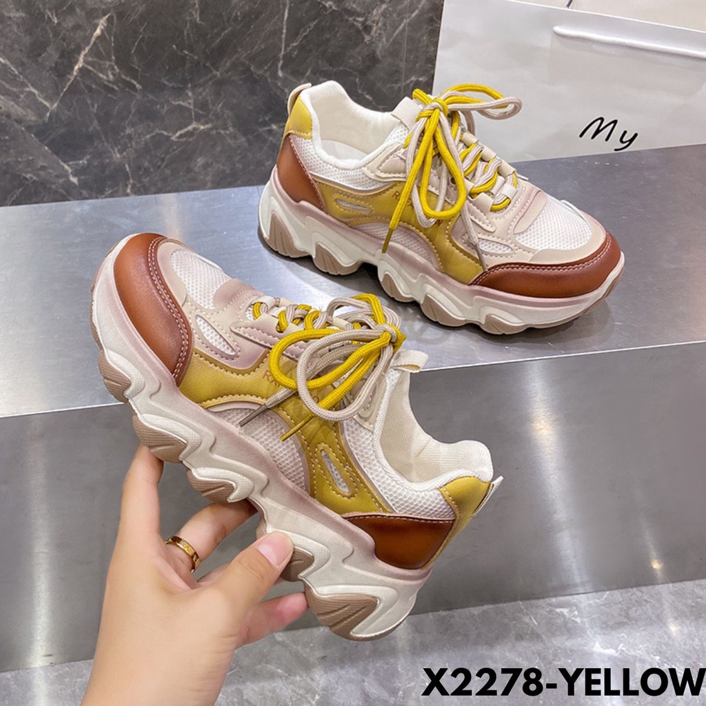 SEPATU SNEAKERS WANITA HIGH SOLE KEREN BANGET COCOK DIPAKAI TRAVELLING BAHAN PU IMPORT 2278