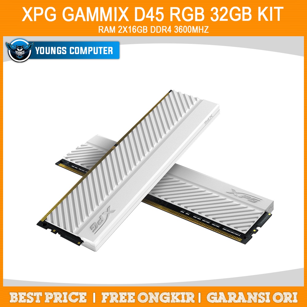 RAM ADATA XPG GAMMIX D45 RGB 32GB KIT 3600 (2x16GB) WHITE DDR4 3600MHz