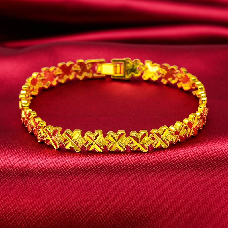 Goldkingdom Perhiasan Fashion Emas Asli Kadar 375Bangkok Aksesoris Ready Stock Wanita Berlapis Emas Gelang Jam Tangan Dengan Rantai Tank Berbentuk Hati Didedikasikan