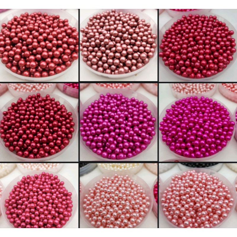 MUTIARA Tindik JEPANG mutiara tanpa lubang 4MM per PAK besar (200gr) sample no.1 dari 2 sample warna