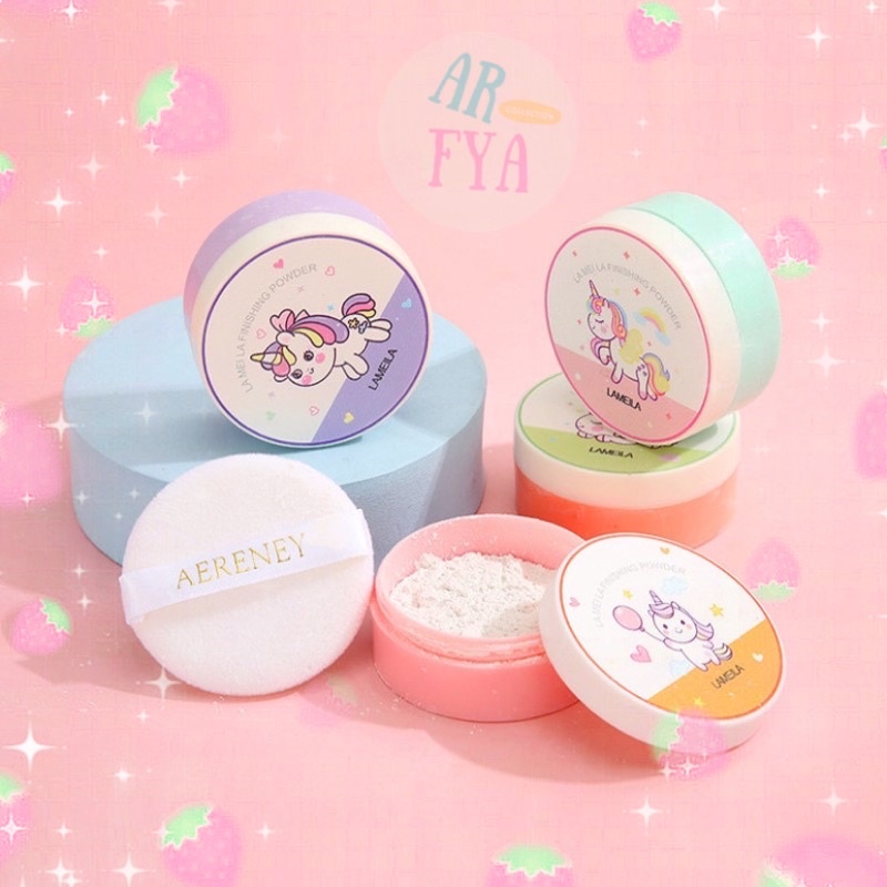 LAMEILA - BEDAK TABUR UNICORN Loose Powder Setting Powder Oil Control Long-lasting