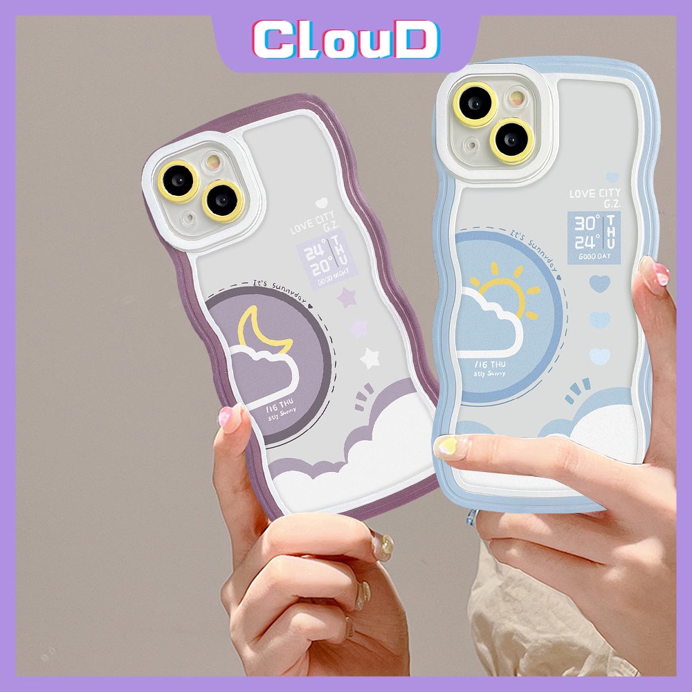Wavy Edge Soft Tpu Couple Case Realme C35 C25Y C20 C11 9 Pro+C20A C11 C30 C3 C33 C25s C15 C21Y C17 C12 C25 8Pro 9 7 9i 7i 10 5 6i 8i 5i 8 Siang Malam Ramalan Cuaca Belakang Sarung