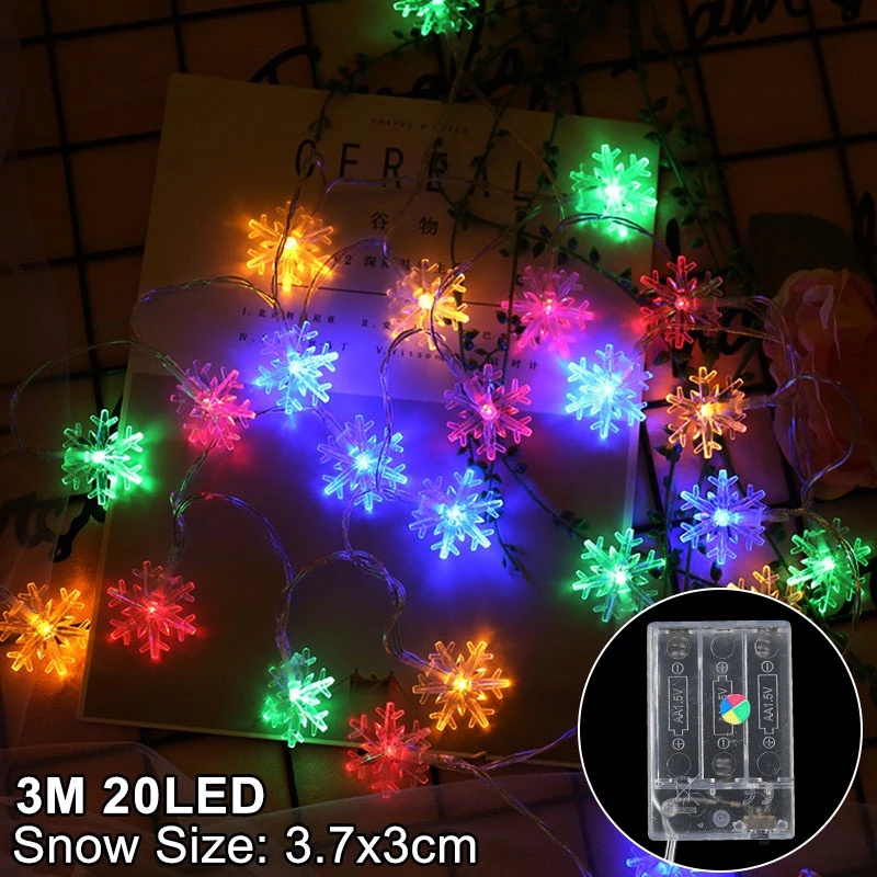 Penjualan Panas/10 /20/40LED LED Snowflake Light String Natal Peri Festoon Baterai/USB Outdoor Garden Garland Indoor Ruang Tamu Dekorasi Tahun Baru