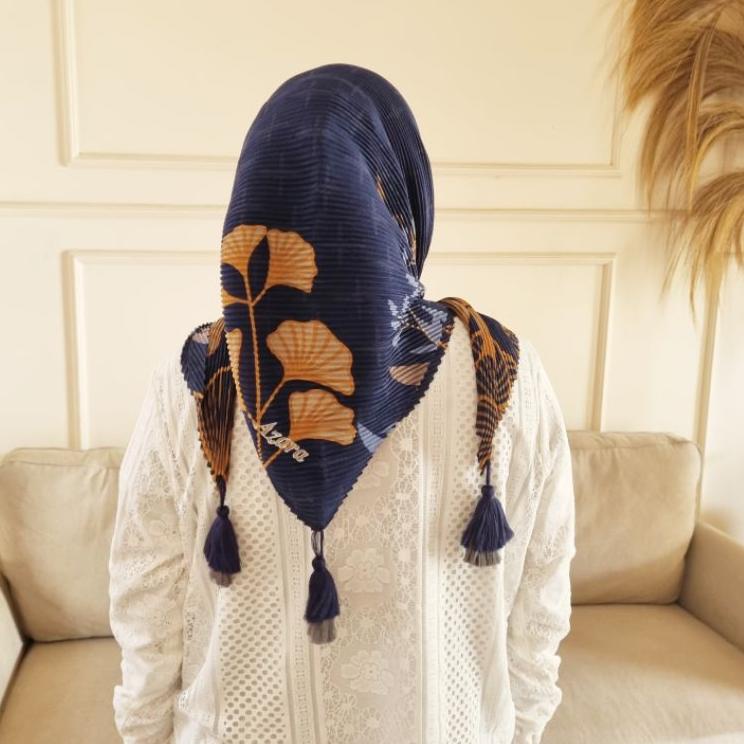 jilbab segiempat plisket motif tassel lonceng pompom [AMB.21De22ˢ]