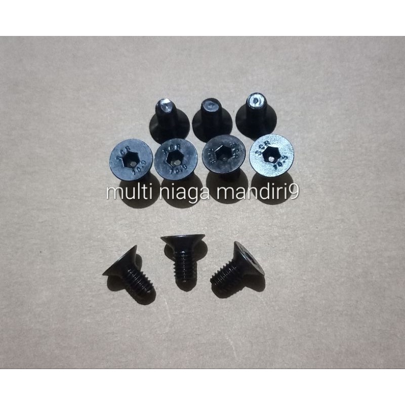 ( 1set 3pcs ) baut corong baut rotor pompa oli honda gl, cb, tiger, megapro, verza bahan baja hitam,