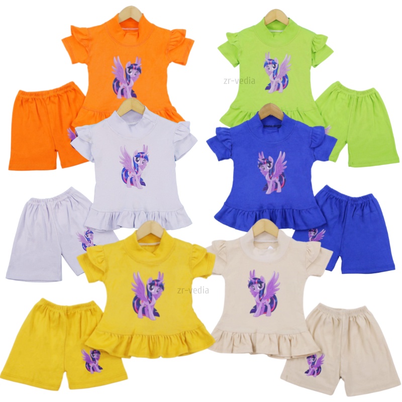Set Kinan Bayi 1-2 Tahun /  6-24 Bulan Setelan Bayi Karakter IMPORT Celana Pendek Perempuan Polos Baju Tidur Kiosbalitaaprillia