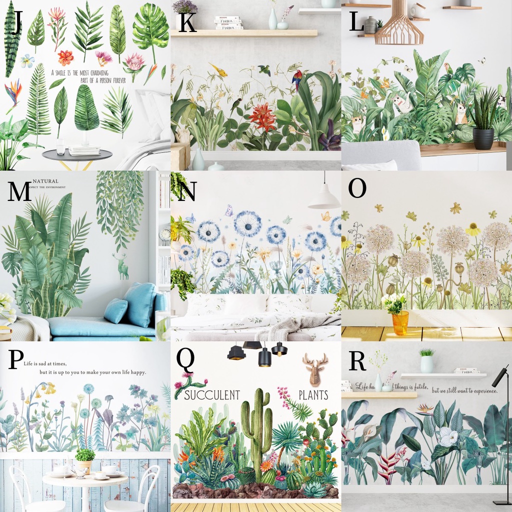Tropical Monstera Tanaman Daun Wall Art Sticker Nordic Wall Decals Vinyls Stiker Untuk Ruang Tamu Kamar Tidur Dapur Dekorasi Rumah