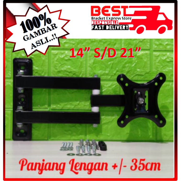 Bracket TV LED Swivel 14&quot; s/d 47&quot; model lengan 6 arah pergerakan [GRATIS OBENG set 16 in 1]