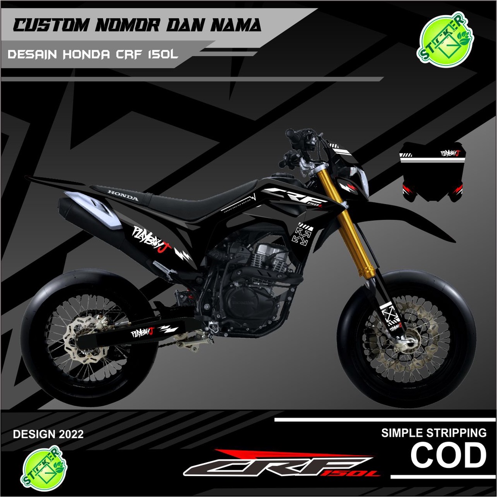 DECAL CRF 150L FULL BODY SUPERMOTO GLOSSY DOFF HITAM SIMPEL 02