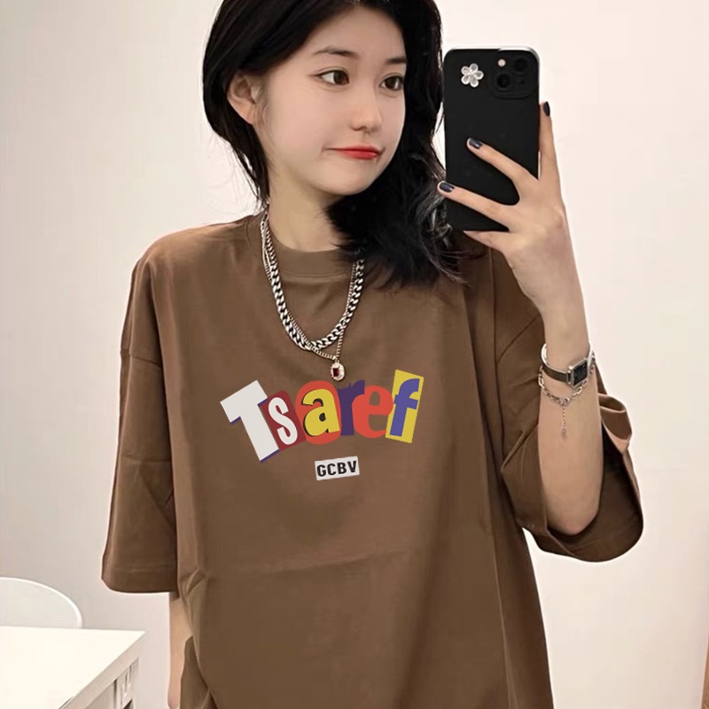 kaos oversize wanita import vintage lettering graphic print T-shirt basic lengan pendek kekinian kaos couple