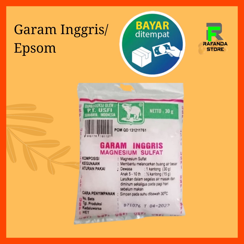 Garam Inggris / Epsom Cap Gajah  30 gram