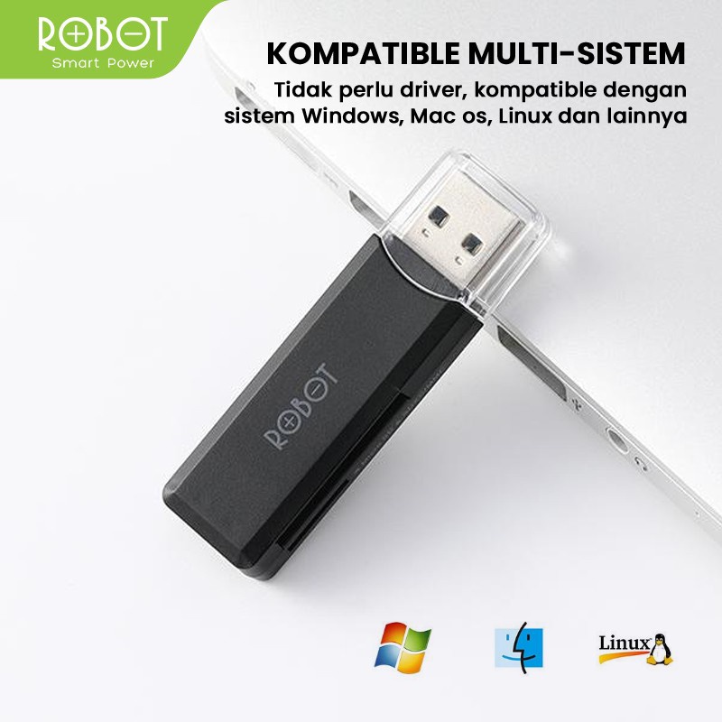 CARD READER ROBOT CR102 USB3.0 MICRO SD CARD READER DUAL SLOT