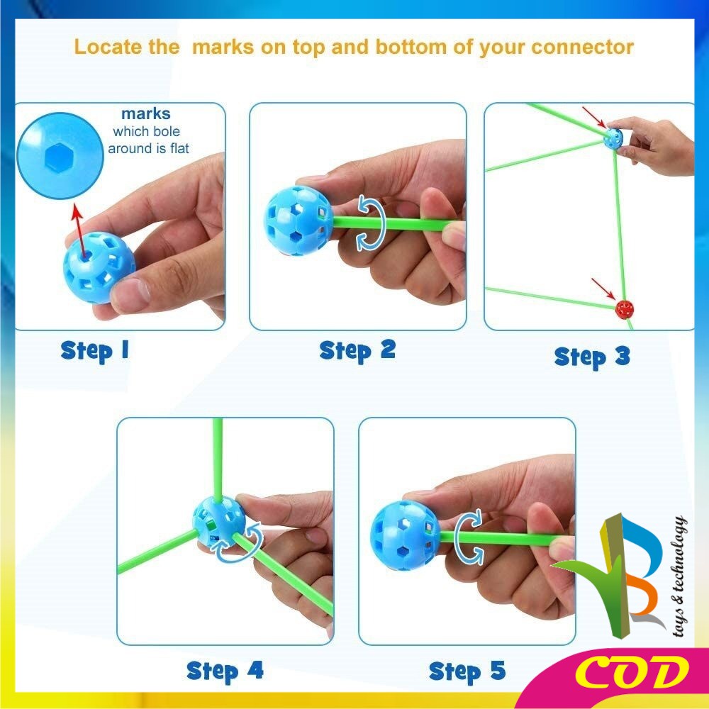 RB-M200 Mainan Anak Magic Straw Tenda Mainan Anak Rumah Rumahan Mainan Pipa Ajaib Building Block
