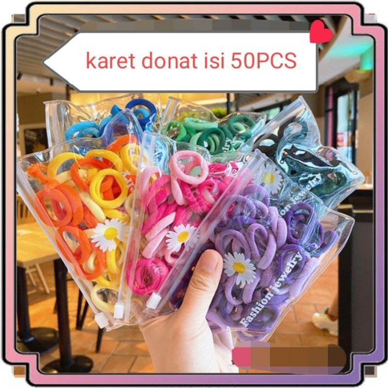 Karet Ikat Rambut Polos Korea Karet Simple Elegan Kuncir 50 Pcs
