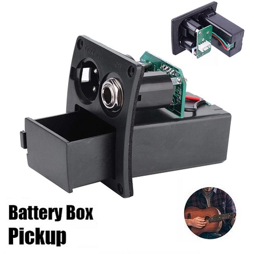 Box Holder 9V LC-5 Kotak Holder Casing Baterai Pickup Gitar Akustik + 2 Lubang Jack Canon Dan Mic Ak