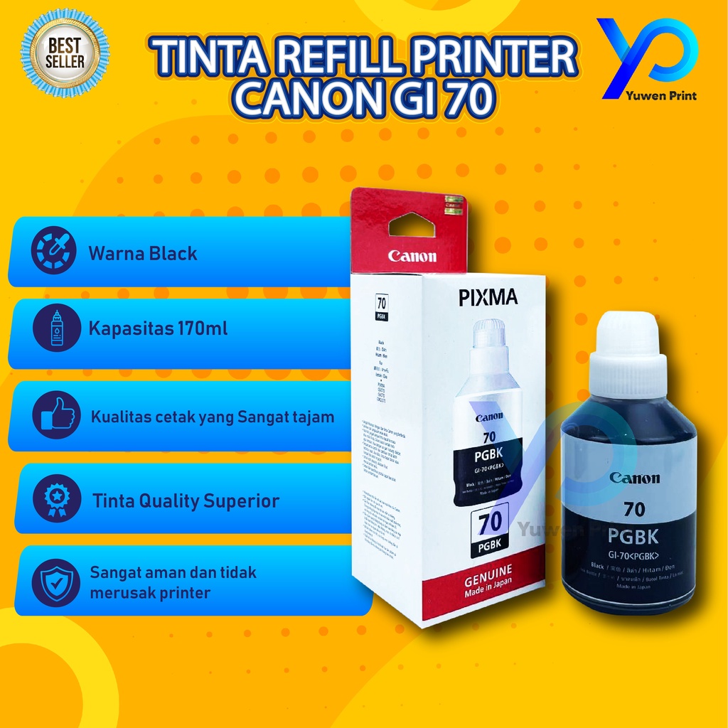 Tinta Canon Gi 70 Black For Printer G5070 G6070 GM2070 GM4070 G7070