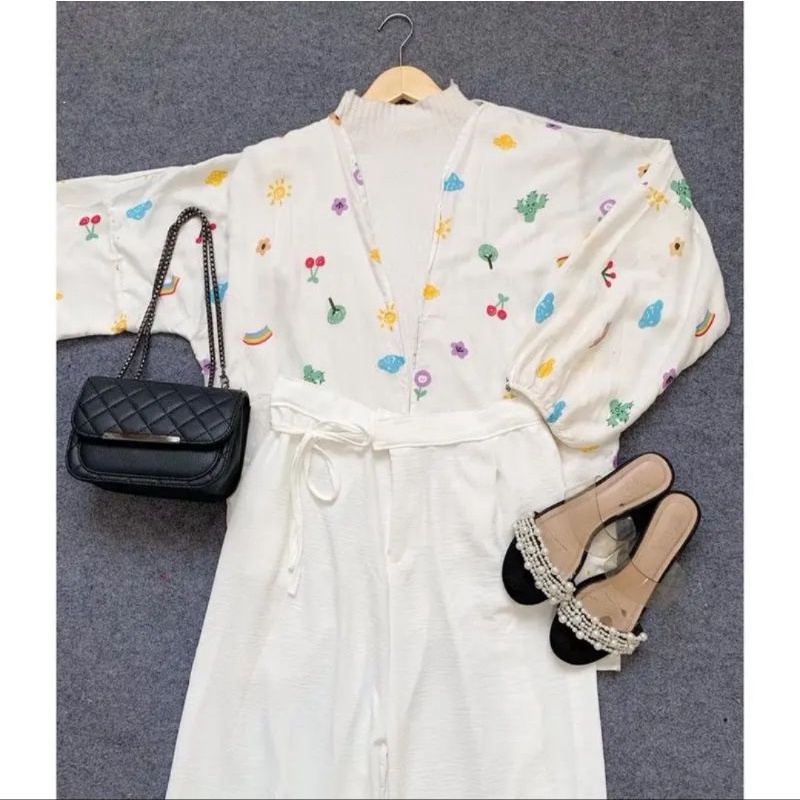 ONE SET KIYOWO OUTER+CELANAOne set,baju kekinian remaja,cod Produk Terlaris