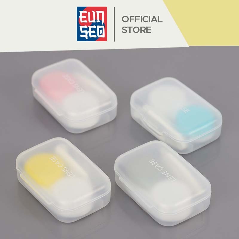 EUNSEO Kotak Softlens Warna Pastel Transparant Case Softlens Jepitan + Tongkat Premium