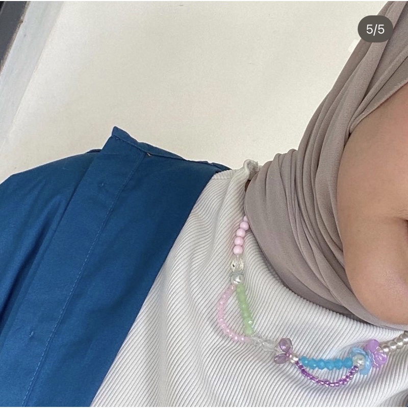 Kalung Necklace handmade Manik Manik Single Necklace Choker Hijab Clover