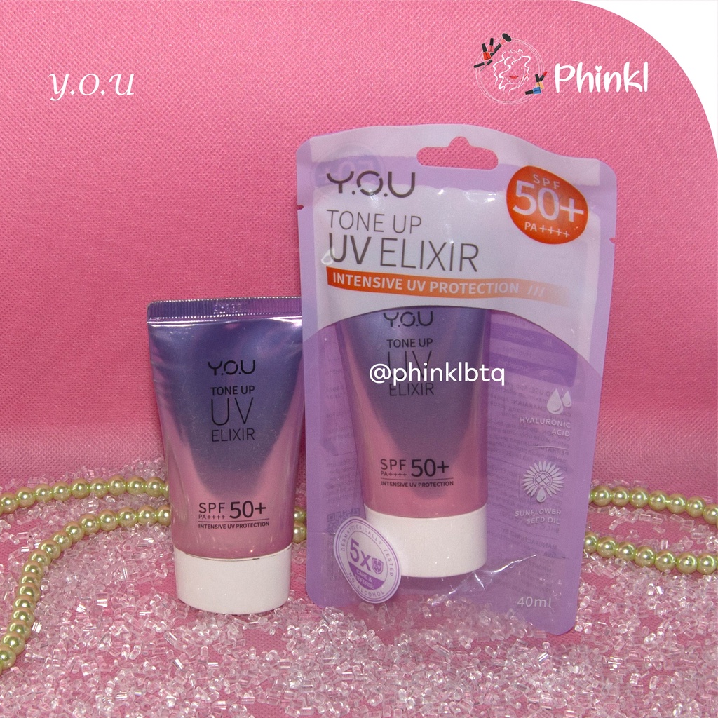 `ღ´ PHINKL `ღ´ Y.O.U tone up uv exilir SPF 50++ sunblock wajah untuk  mencerahkan wkulit
