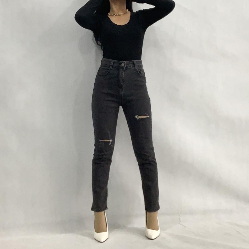 [LUXE.DLABEL] - E83 Jeans | Celana panjang Highwaist wanita Jeans import premium Jeans wanita polos ripped jeans High waist jeans wanita bkk Skinny Jeans High waist Baggy jeans Wideleg Jeans Kulot jeans Boyfriend jeans Wanita Kargo Jeans bangkok