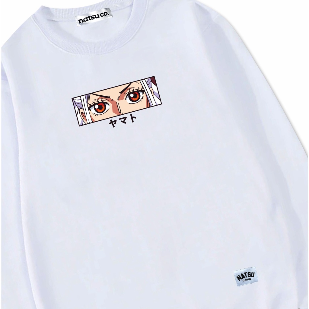 natsu.co Sweater Crewneck Pria Wanita Anime One Piece Yamato White JPN Putih