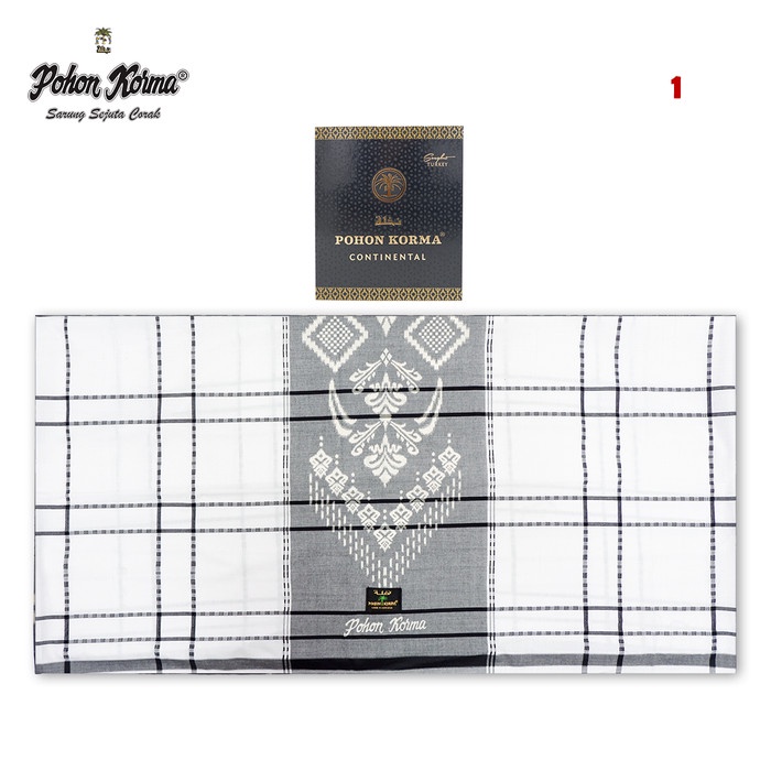 Sarung Pohon Korma Continental Motif Sutera Putih - 1