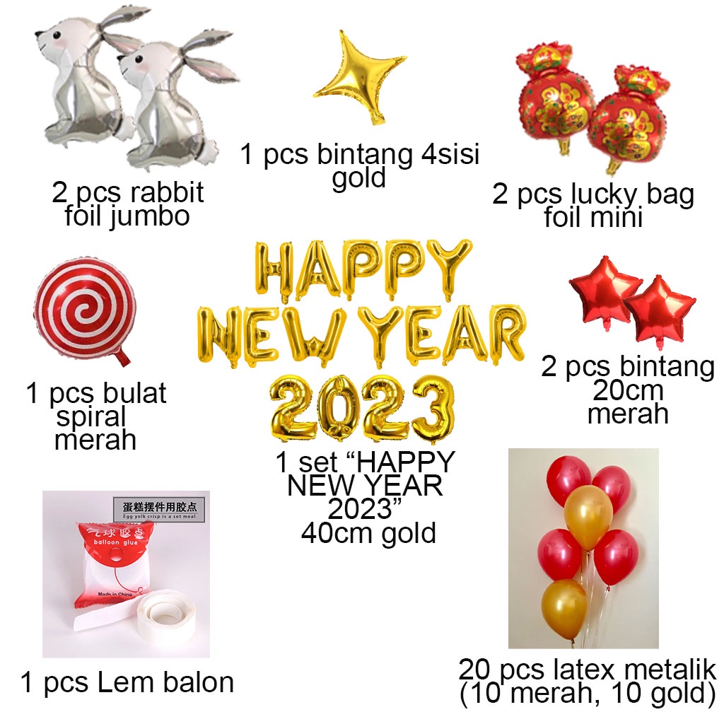 [PAKET] Dekorasi IMLEK SHIO GOLD Balon Chinese New Year