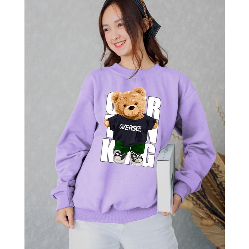 Kaos Lengan Panjang DTF BEAR OVERSIZE / Kaos Sweatshirt / Atasan Wanita / Atasan Wanita Lengan Panjang