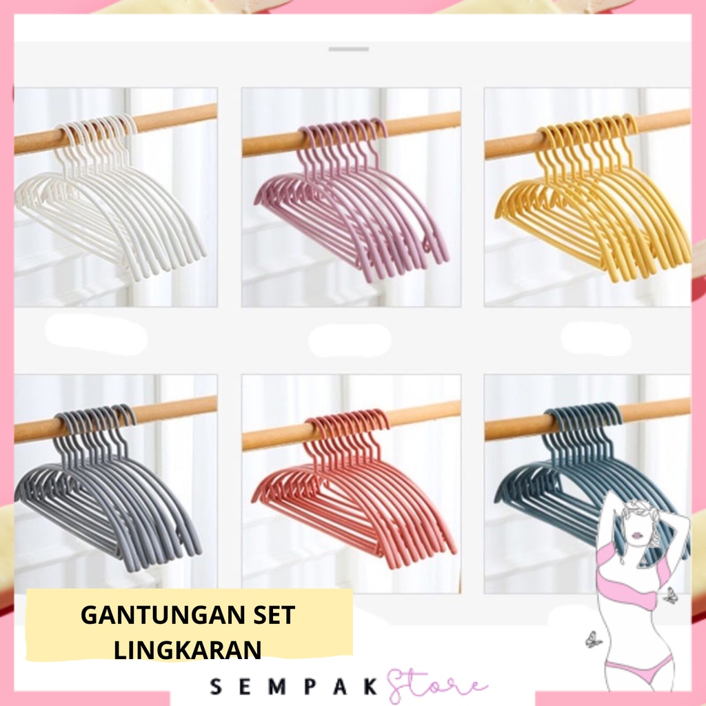 Jual SS Hanger Plastik Setengah Lingkaran Gantungan Baju Warna Pastel