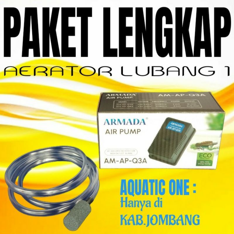 paket lengkap aerator airpump ARMADA AM AP Q3 A air pump full set komplit mesin gelembung udara 1 lubang aquarium aquascape kolam