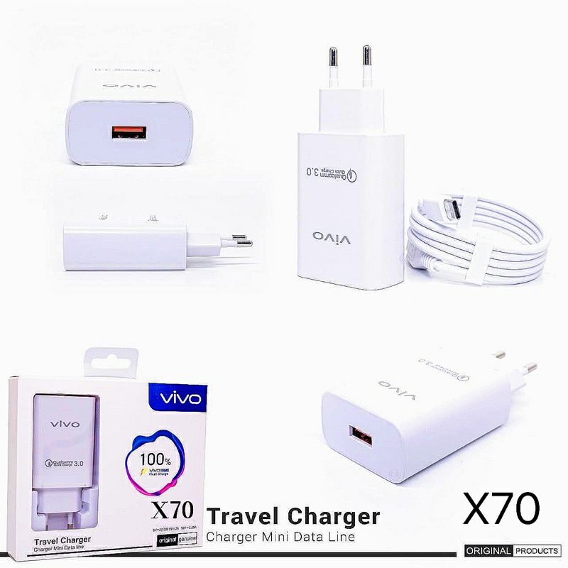 Charger VIVO X70 100% original Charger VIVO X70 Flash Charging MICRO USB/ TYPE C