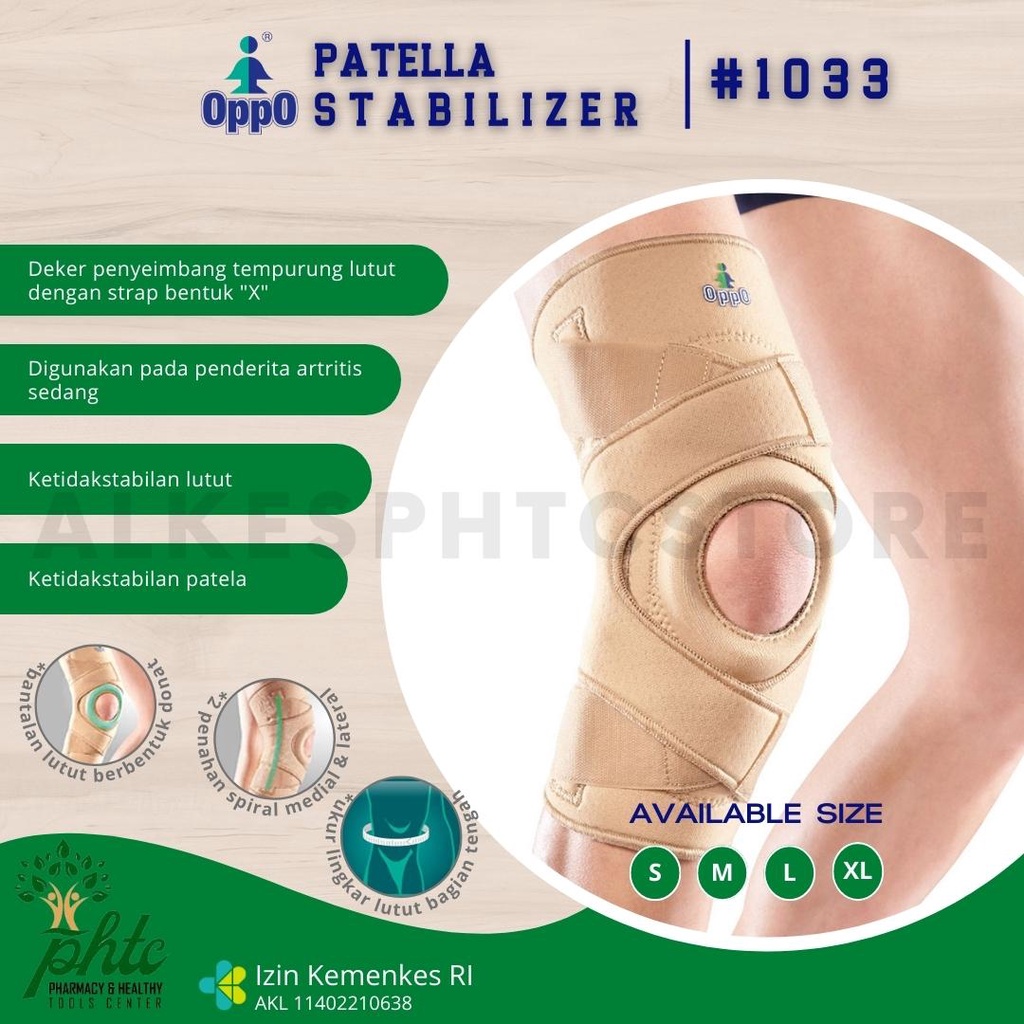 OPPO 1033 Patella Stabilizer Neoprene l Supports Knee Artritis Sedang l Radang Sendi l Keseleo Lutut l Menjaga Ketidakstabilan Lutut Dan Patela