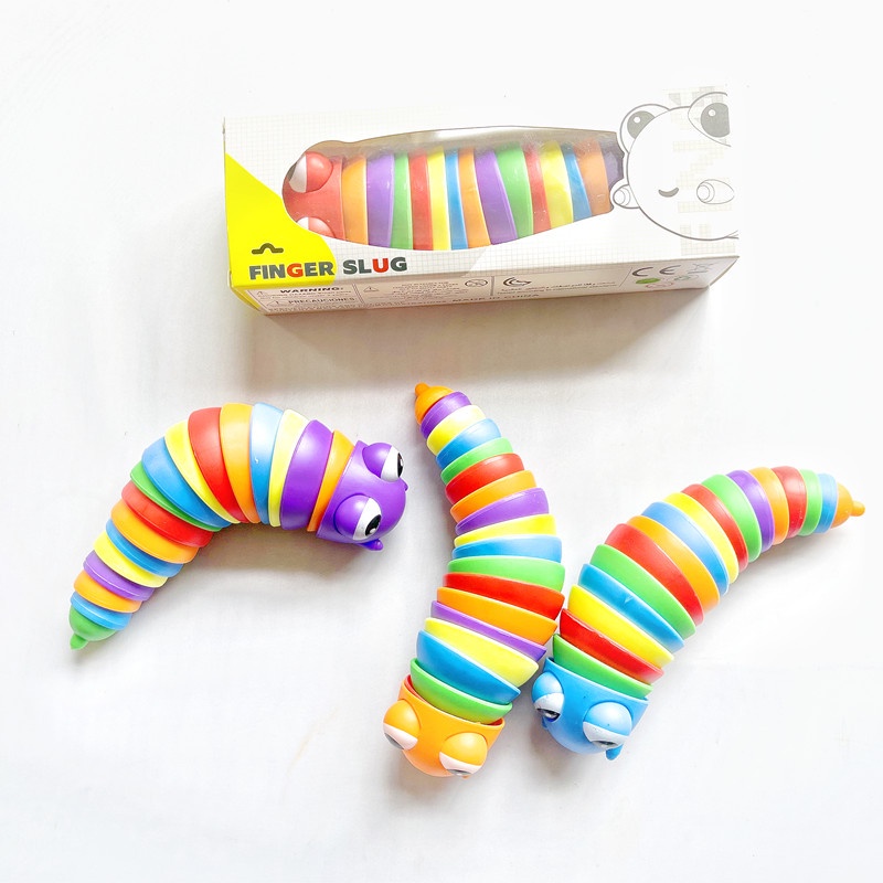 Mainan Menyenangkan Ujung Jari Slug Ulat Refleksi Mainan Fidget Toys Penghilang Stress