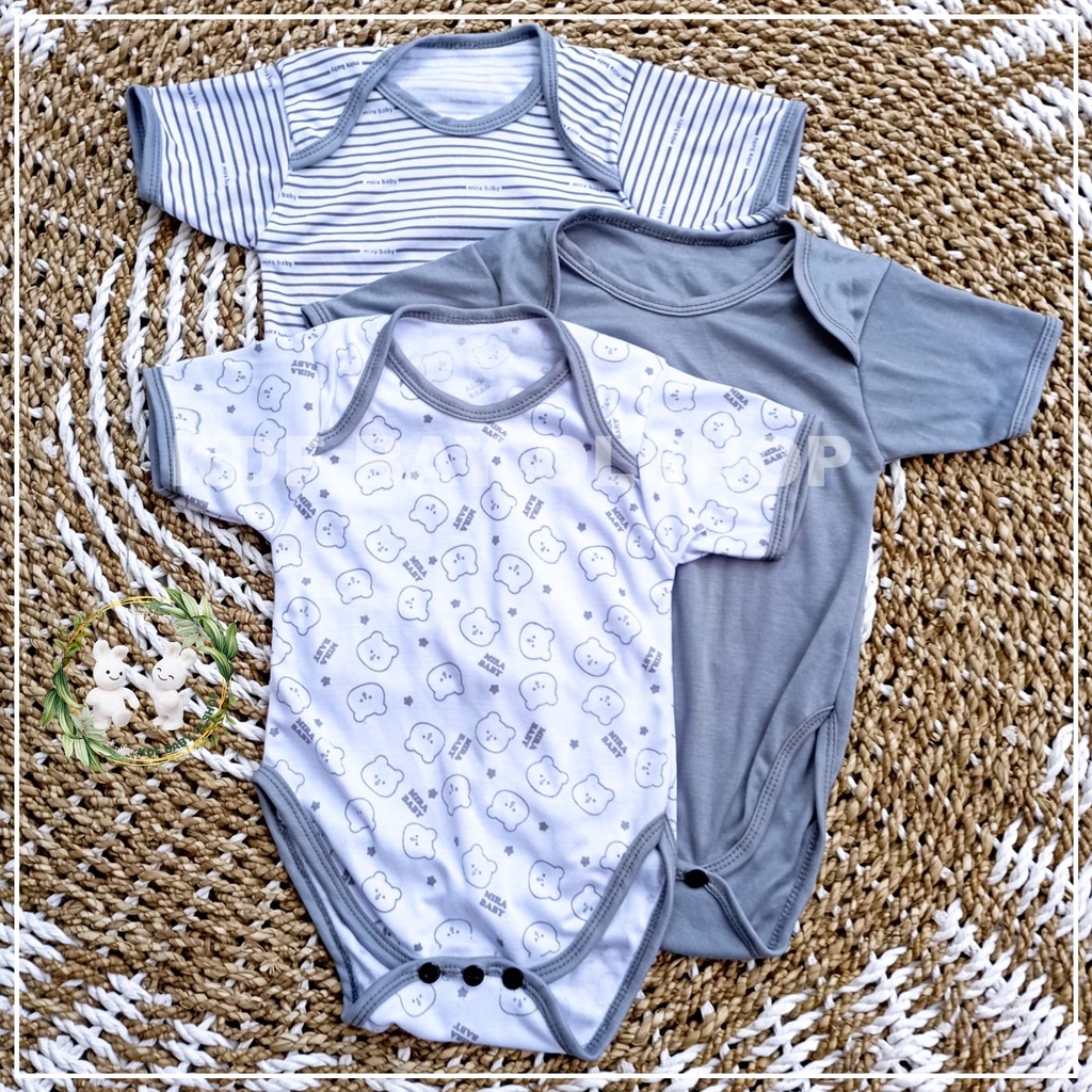 3 pcs jumper bayi seri abu jumper jumpsuit bodysuit jumper bayi laki laki jumper bayi perempuan 0 6 bulan jumper segitiga newboarn