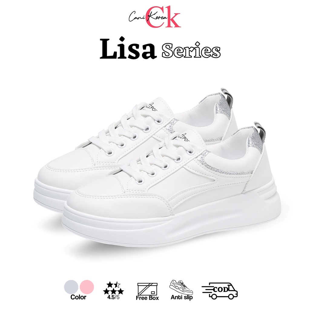 CaniKorea &quot;FREE BOX&quot; Size (37 - 41) Lisa Sepatu Sneakers Wanita Import Sepatu Casual Wanita 9159