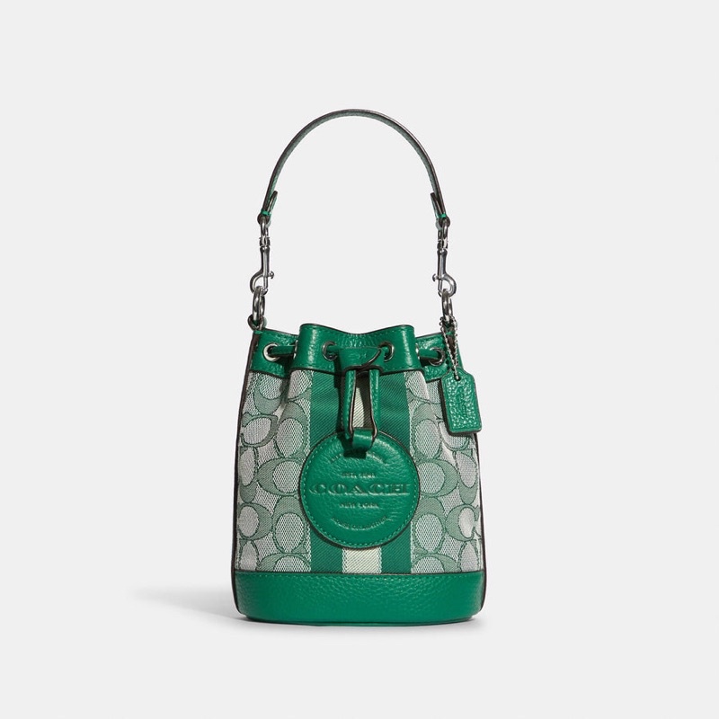 Coach Mini Dempsey Bucket Bag In Signature Jacquard With Stripe And Coach Patch (C8322)