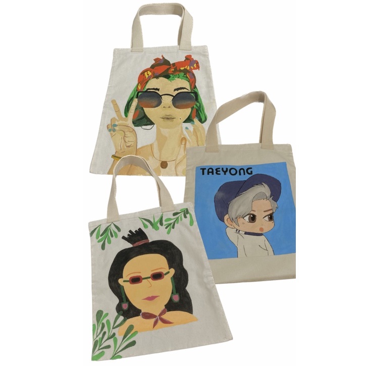 Totebag Lukis / Tas Tote Bag Lukis / Tas Kanvas Lukis