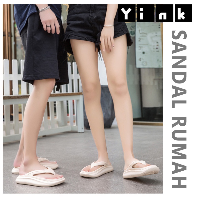 Yink Sandal Jelly Jepit Wanita Korean Soft Slippers Antislip Elastic Empuk EVA Sandal Rumah Karet Kamar Empuk Nyaman Tebal