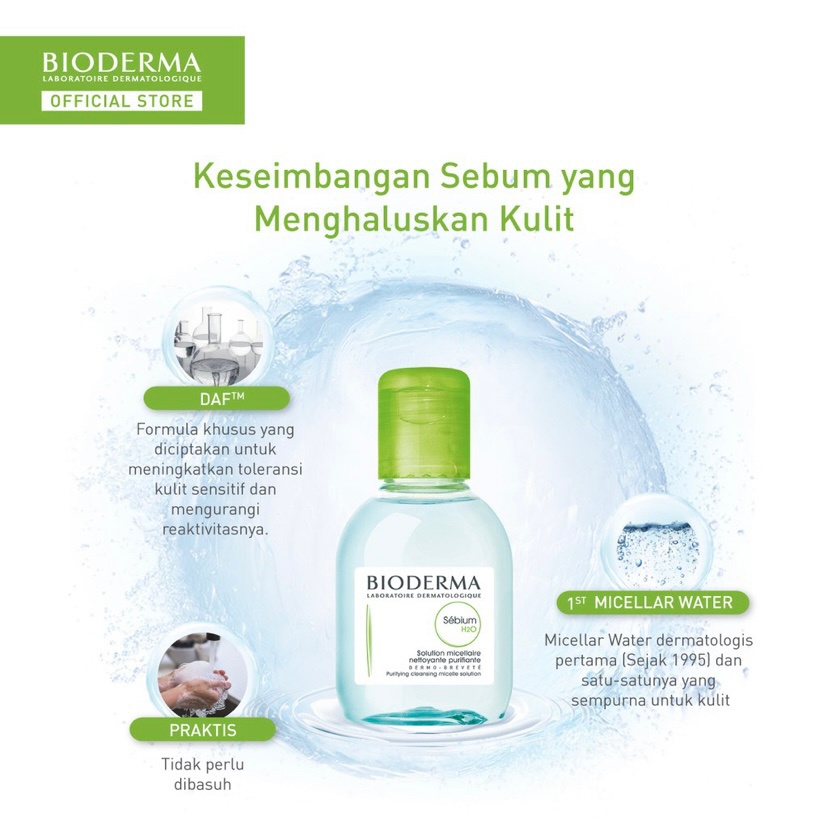 Bioderma Sebium H2O / Micellar Water / Pembersih MakeUp / Pembersih Wajah 250ML