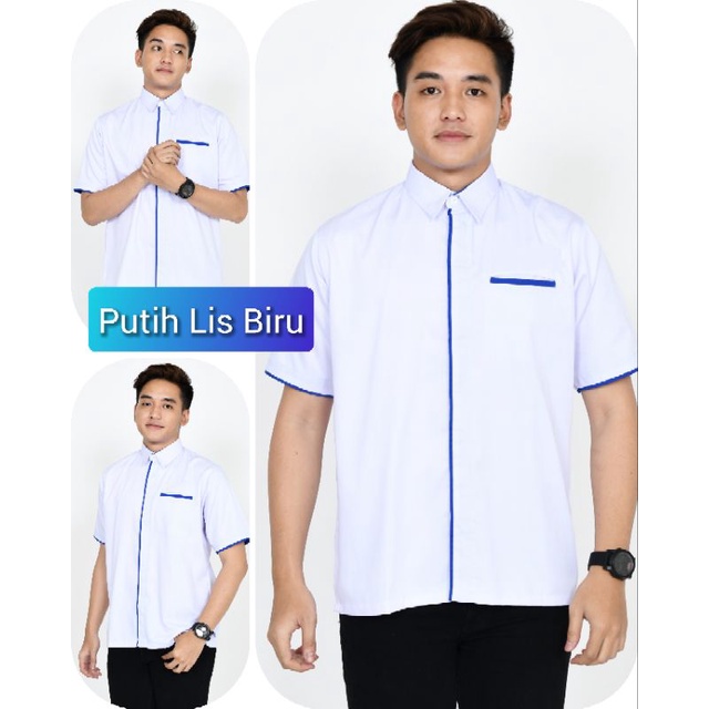 grosir baju putih kantor/Baju putih custom bordir/baju kerja warna putih tangan pendek dan panjang/kemeja putih kantor/kemeja karyawan warna putih tambah bordir