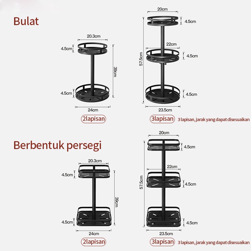 KAGK Rak Bumbu Putar Berputar 360 Derajat/Rak Bumbu tingkat/ Rak Bumbu Dapur Stainless Rotate Kitchen Spice Rack Organizer Home