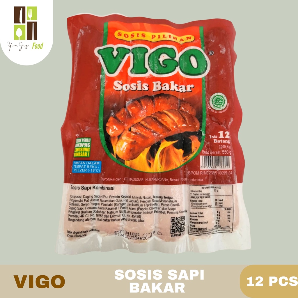 Vigo Sosis Bakar Sapi/Sosis Bakar Ayam Isi 12 Pcs