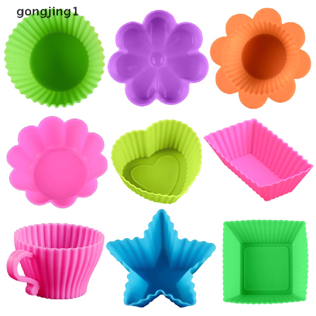 Ggg 1Pcs Cetakan Cupcake Multi Warna Baking Silicone Cup Cupcake Mold Tahan Panas Cetakan Dekorasi Kue Alat Baking Dish ID