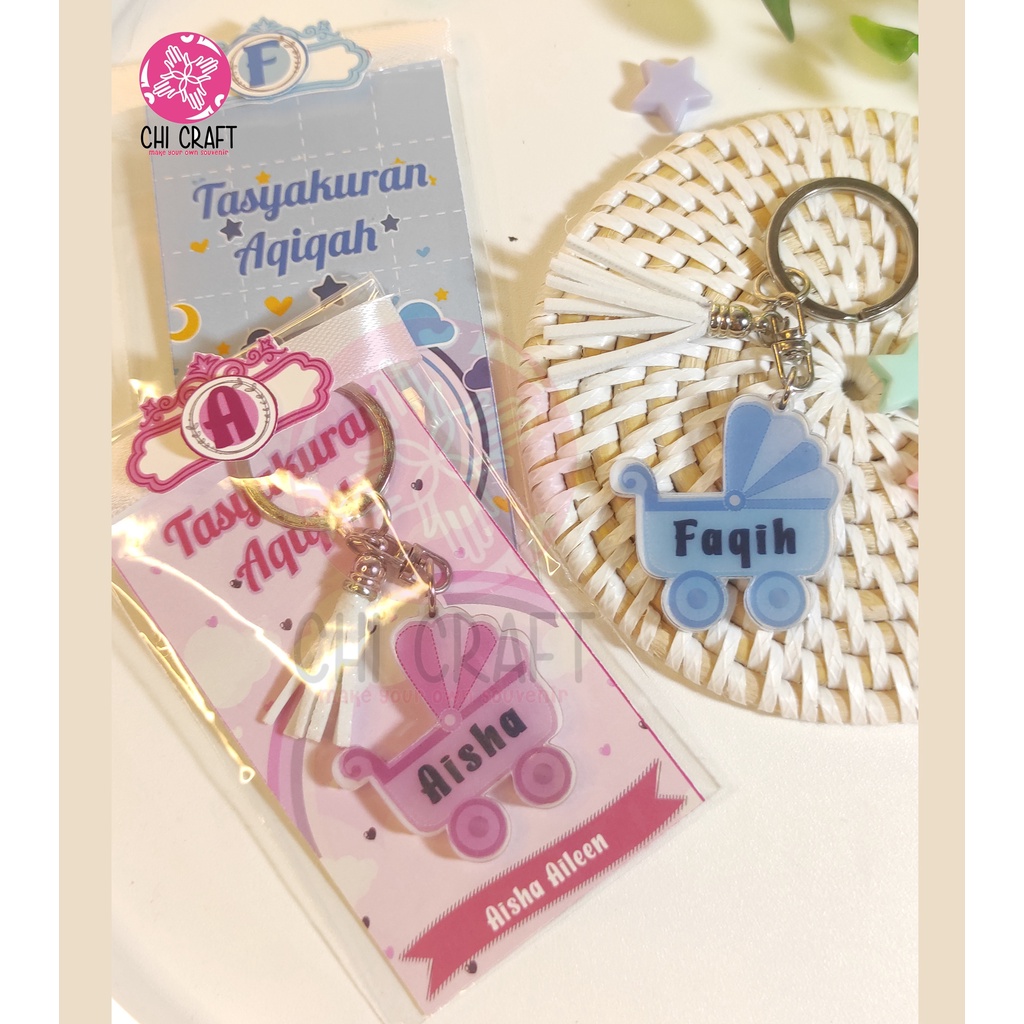 Souvenir bayi gantungan kunci akrilik souvenir segala acara Hampers bayi  souvenir bayi desain A4