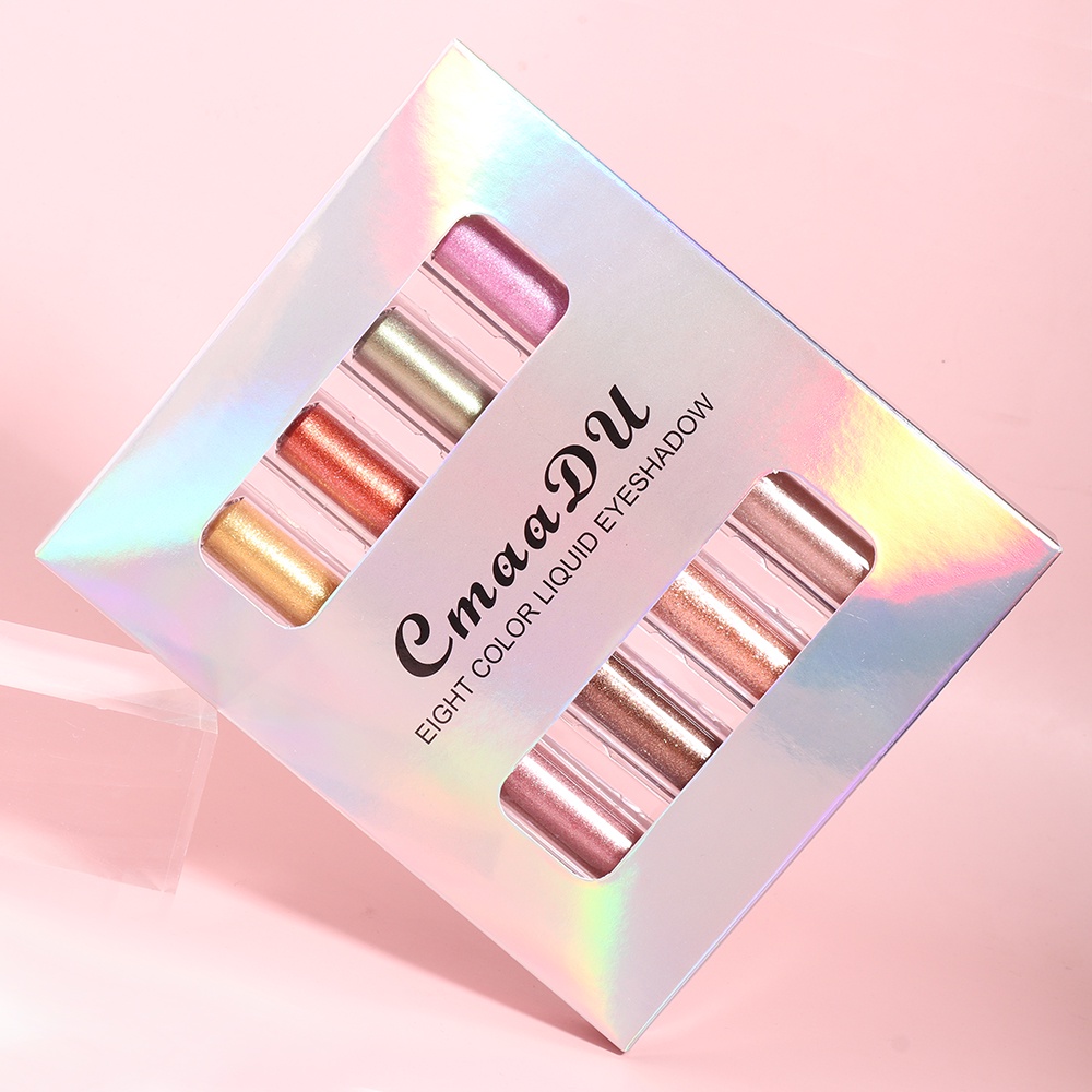 CMAADU Double Head 8 Colors Liquid Glitter Eyeshadow 4pcs/box Pearlescent Waterproof Lasting Shiny